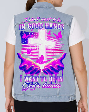 I Want To Be In God's Hands Sleeveless Denim Jacket
