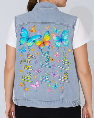 Faith Hope Love Sleeveless Denim Jacket