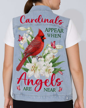 Cardinals Appear When Angels Are Near Sleeveless Denim Jacket