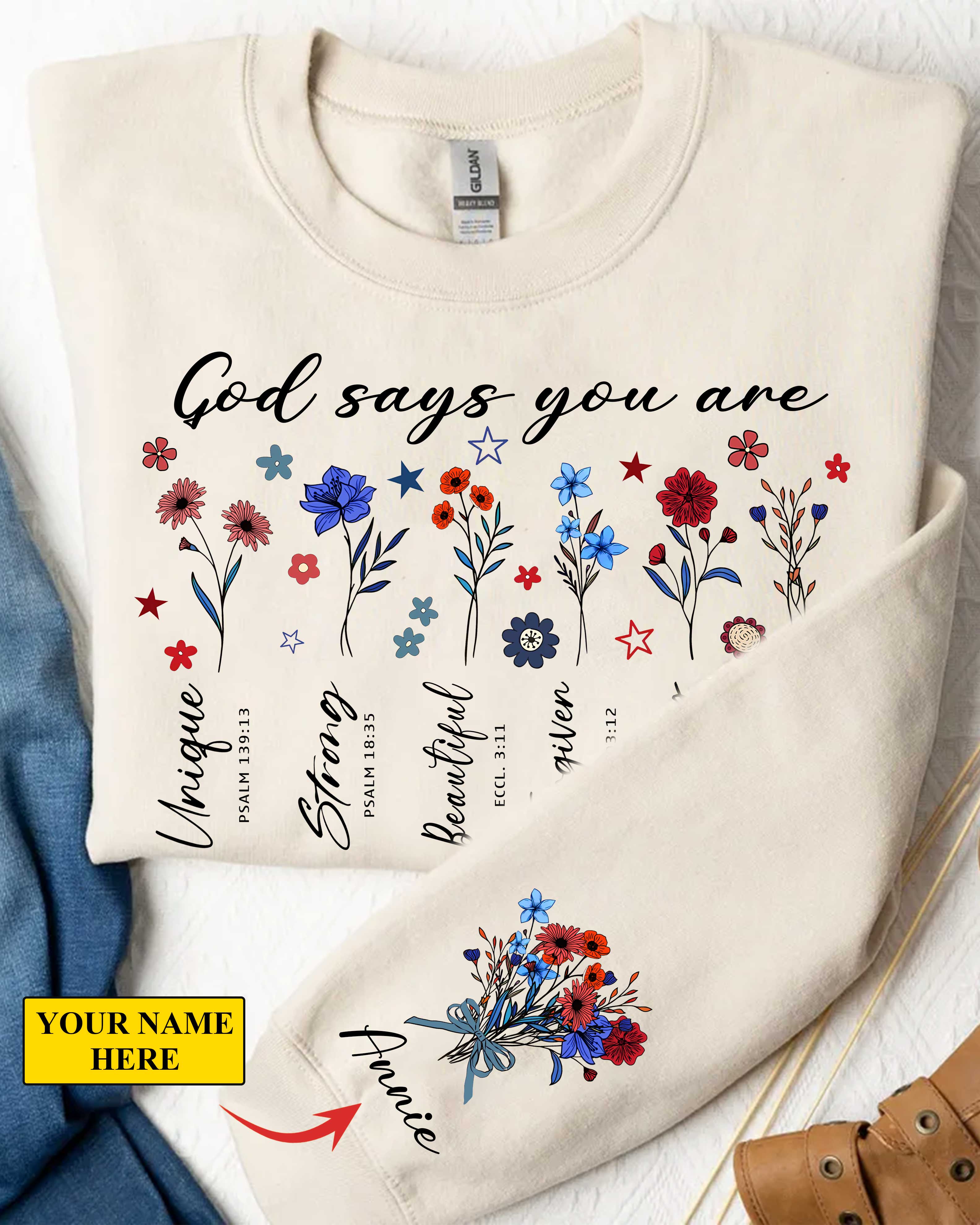 God Says You Are Sweater, Floral Christian Sweater, Personalized Bible Sweater