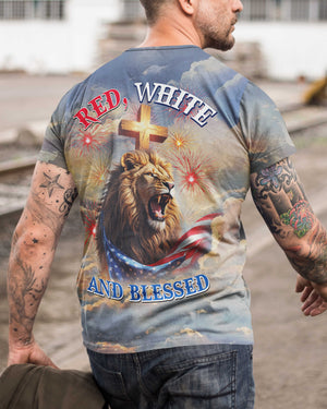 Red, White and Blessed All Over Print T-shirt