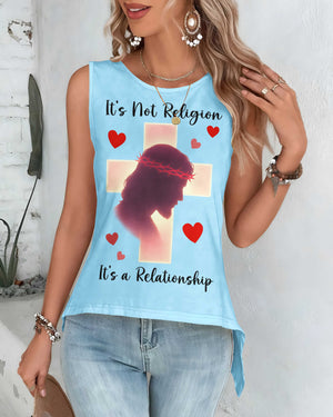 It’s Not Religion, It’s a Relationship Cut Out Wrap Back Tank Top