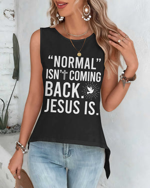 "Normal" Isn't Coming Back Cut Out Wrap Back Tank Top