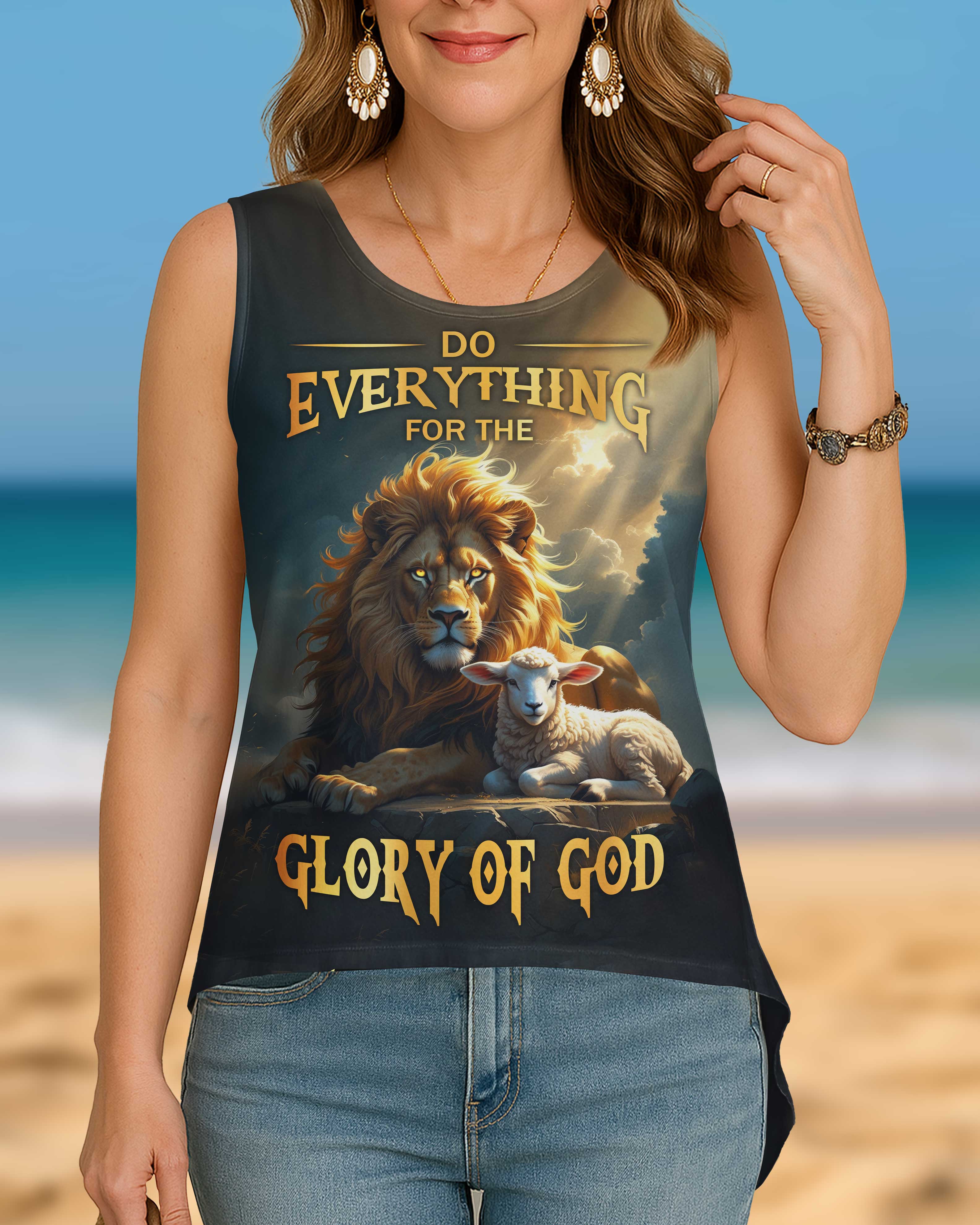 Do Everything For The Glory Of God All Over Print Cut Out Wrap Back Tank Top