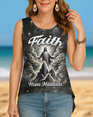 Faith Moves Mountains All Over Print Cut Out Wrap Back Tank Top