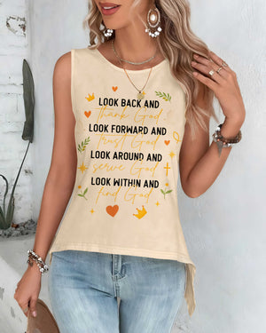 Look Back And Thank God Cut Out Wrap Back Tank Top