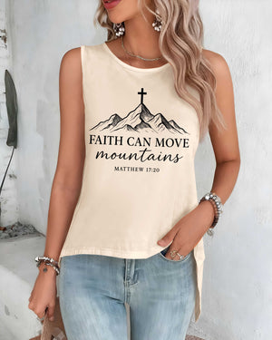 Faith Can Move Mountains Cut Out Wrap Back Tank Top