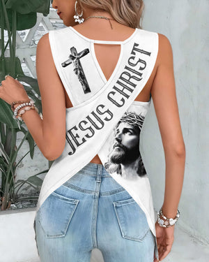 Yet He Chose Me Cut Out Wrap Back Tank Top