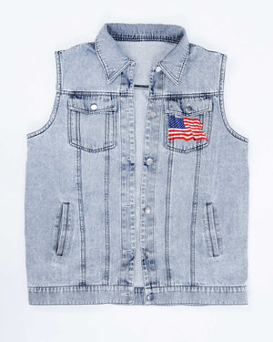 One Nation Under God Sleeveless Denim Jacket