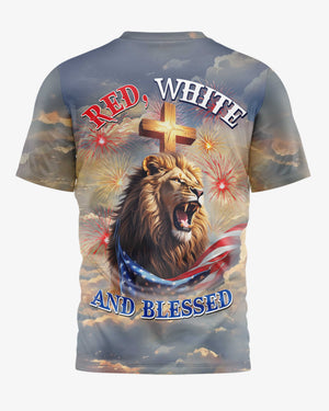 Red, White and Blessed All Over Print T-shirt