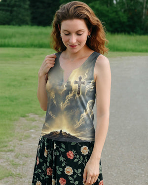 He Died For Me So I'll Live For Him All Over Print V-neck Tank Top