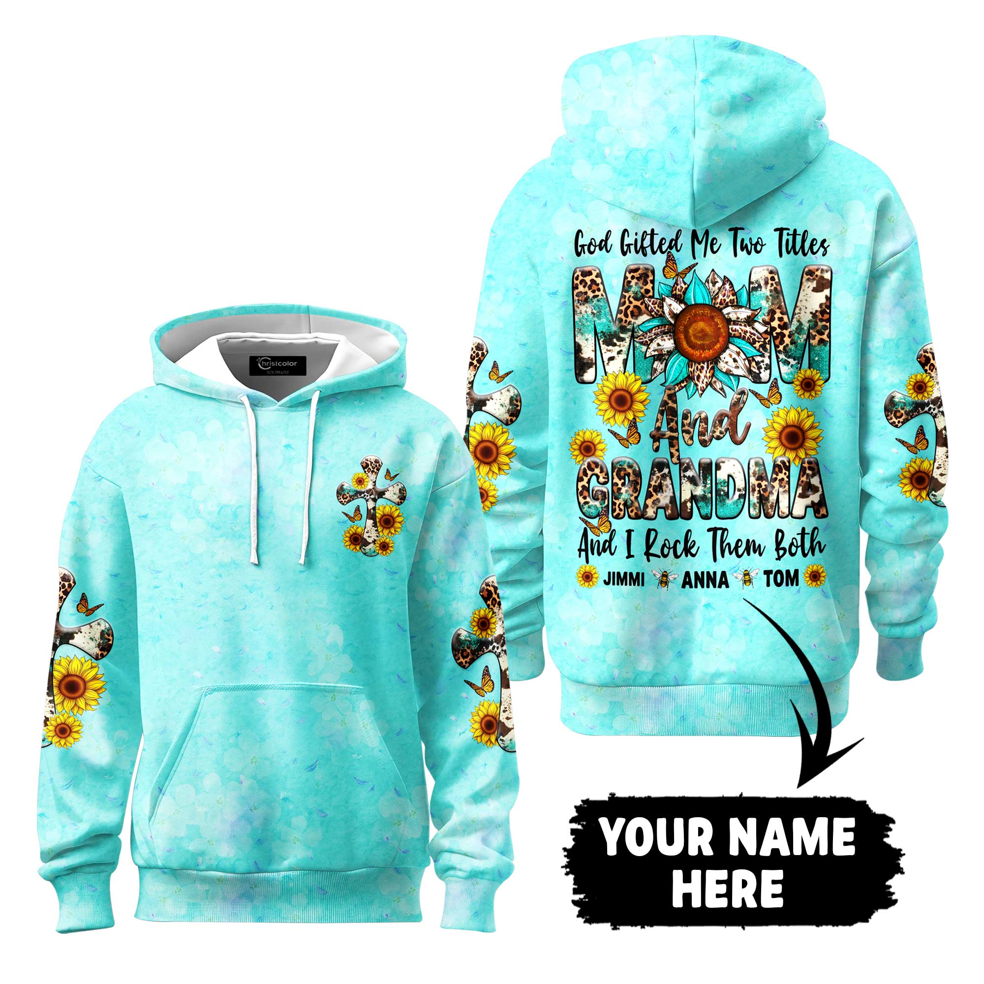 God Gifted Me Two Titles Mom And Grandma All Over Print Hoodie