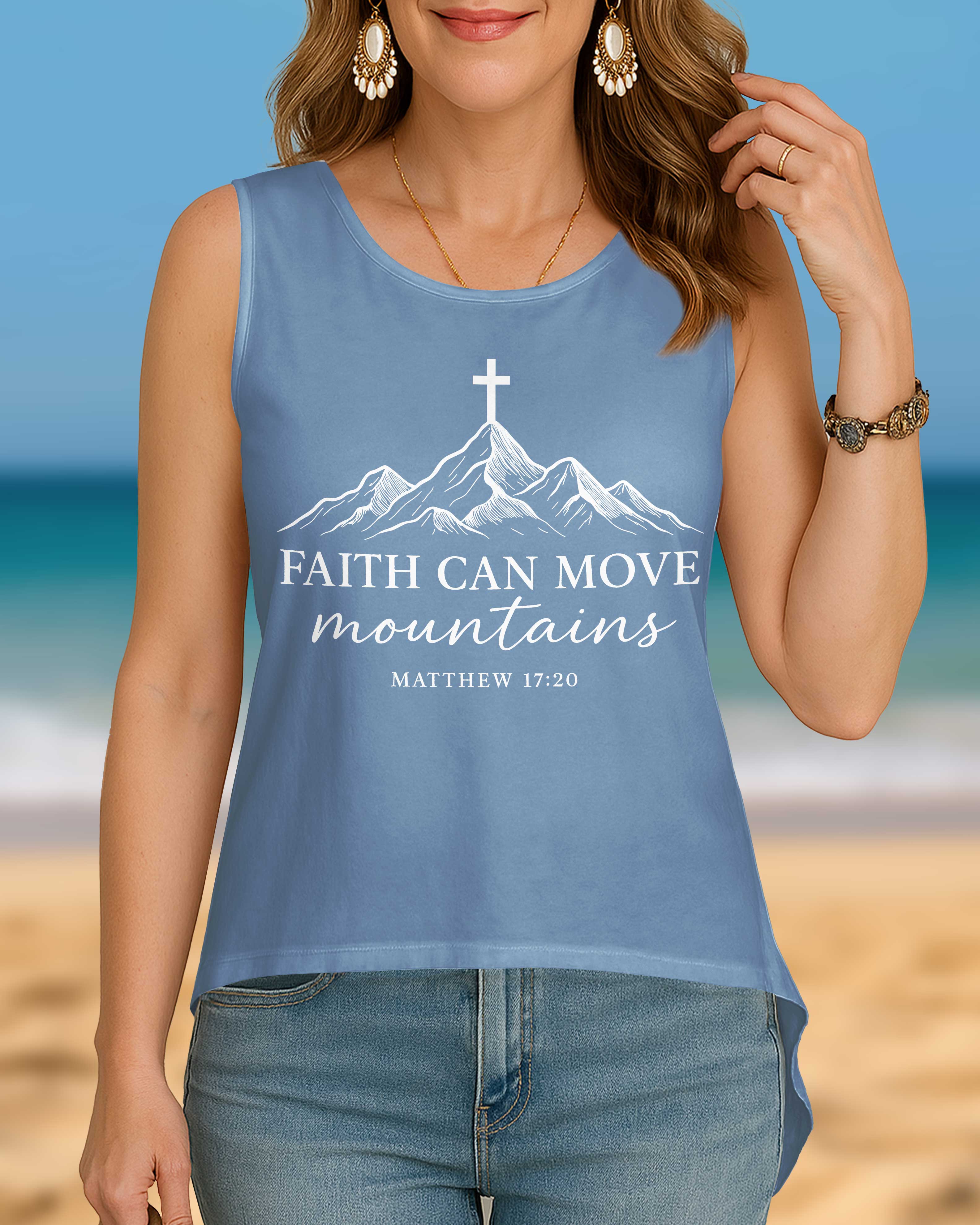 Faith Can Move Mountains Cut Out Wrap Back Tank Top
