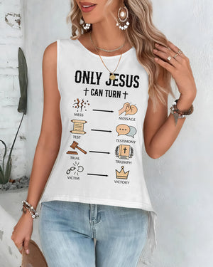 Only Jesus Can Turn Cut Out Wrap Back Tank Top