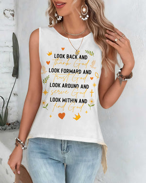 Look Back And Thank God Cut Out Wrap Back Tank Top