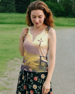 Be Still And Know All Over Print V-neck Tank Top