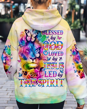 Blessed By God Loved By Jesus Lion Women's All Over Print Shirt - Tlno2309251