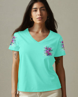 Blessed By God Loved By Jesus Cross Lilies Women's All Over Print Shirt - Tlnt1009253