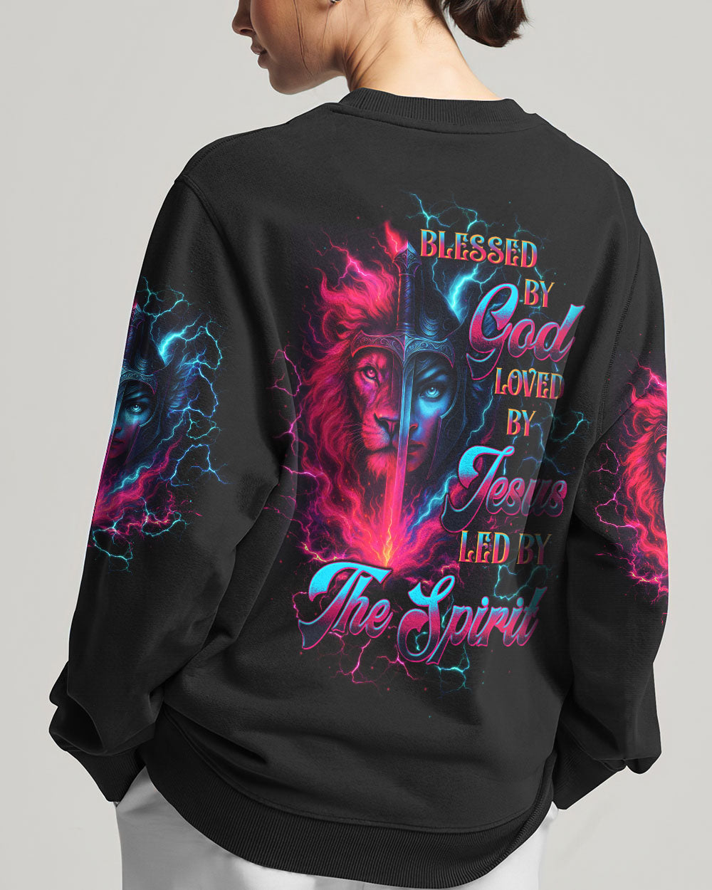 Blessed By God Loved By Jesus Lion Warrior Women's All Over Print Shirt - Tltw1209253