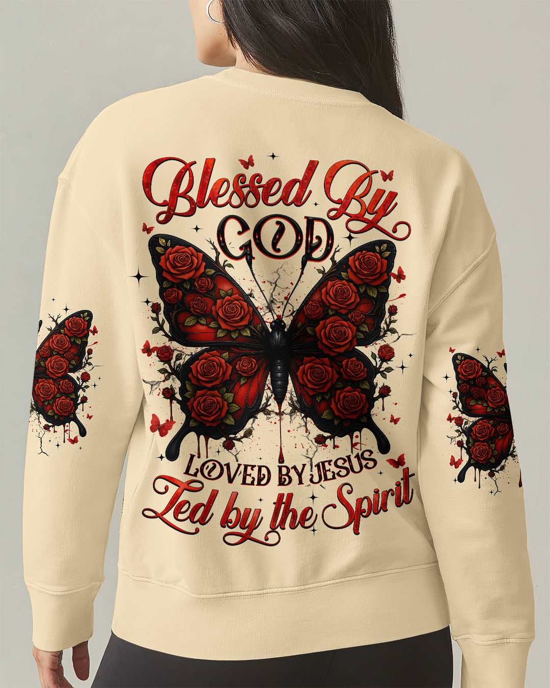Blessed By God Loved By Jesus Butterfly Women's All Over Print Shirt - Tyqy1808253
