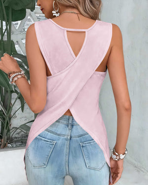 When Butterflies Appear Cut Out Wrap Back Tank Top