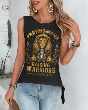 Praying Mama Raising Warriors Cut Out Wrap Back Tank Top