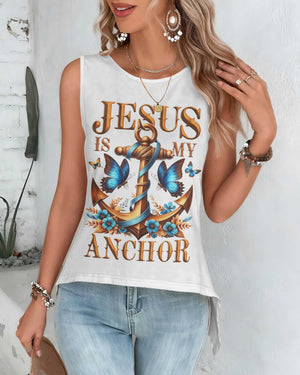Jesus Is My Anchor All Over Print Cut Out Wrap Back Tank Top