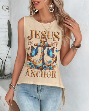 Jesus Is My Anchor All Over Print Cut Out Wrap Back Tank Top