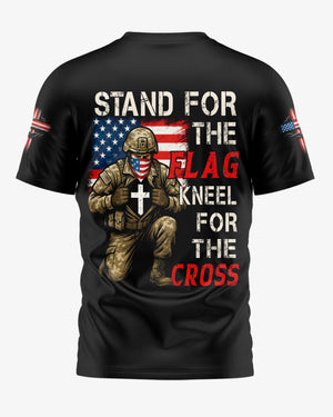 Stand For The Flag Kneel For The Cross All Over Print T-Shirt