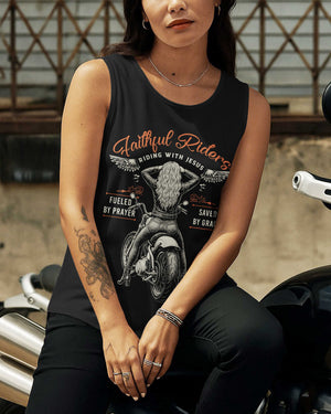 Faithful Riders Cut Out Wrap Back Tank Top