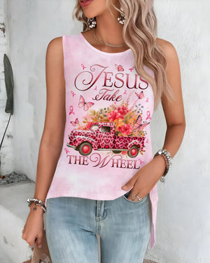 Breast Cancer Awareness All Over Print Crop Out Wrap Back Tank Top