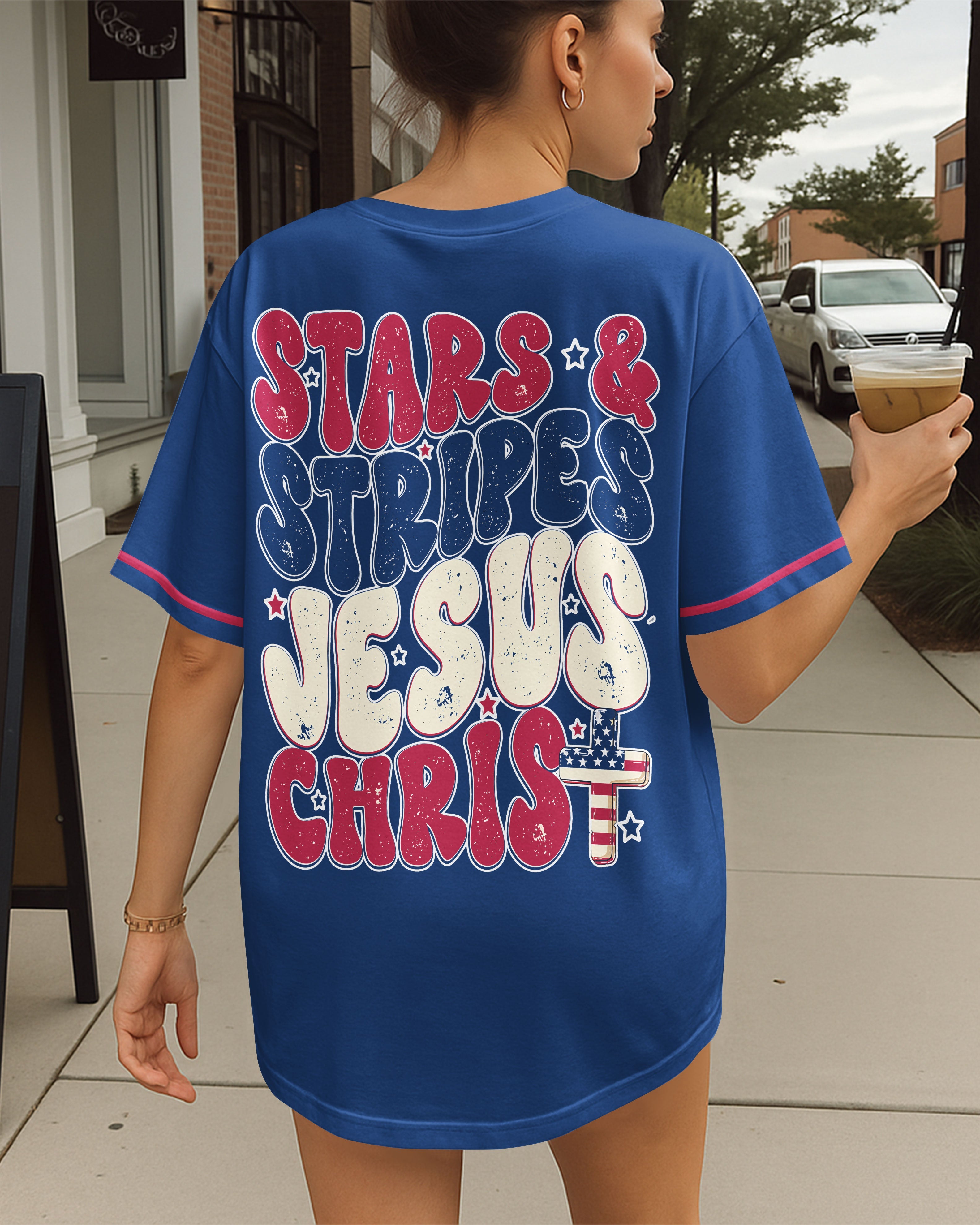 Stars And Stripes Jesus Christ All Over Print Jersey