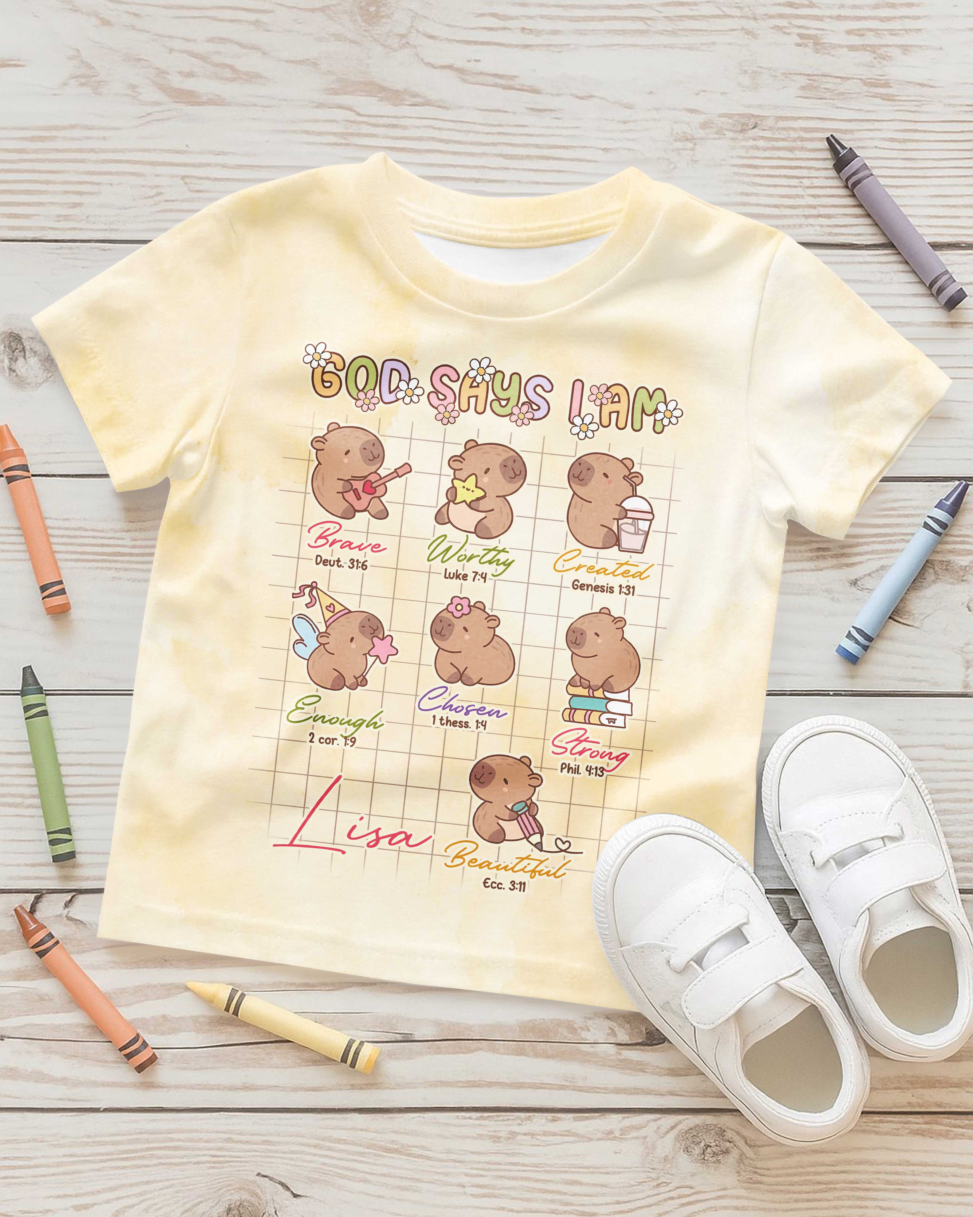 God Says I Am Cute Capybara All Over Print T-Shirt