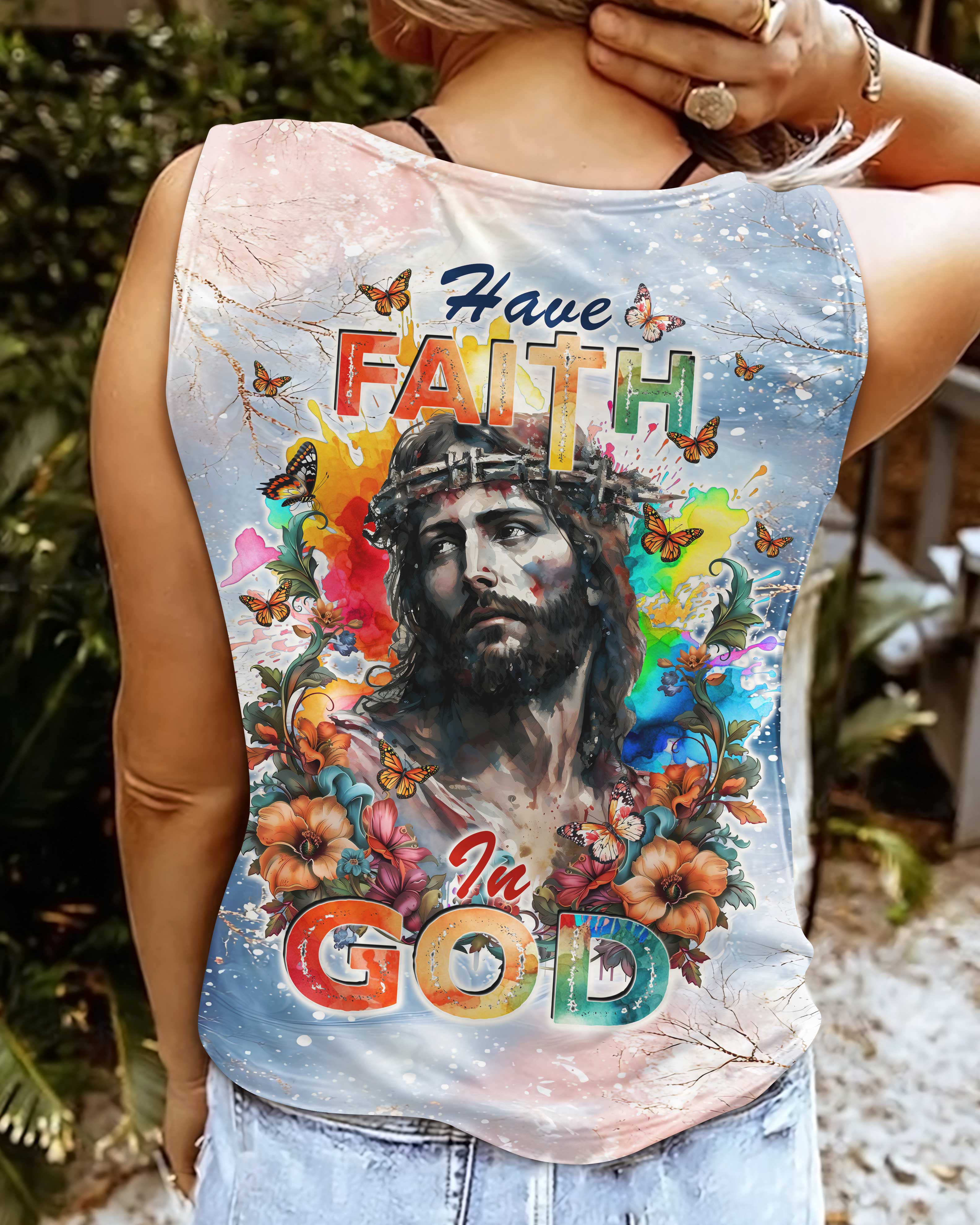 Have Faith In God All Over Print V-neck Tank Top