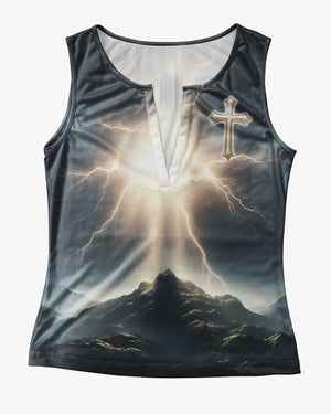 If God Is For Me Who Can Be Against Me? All Over Print V-neck Tank Top