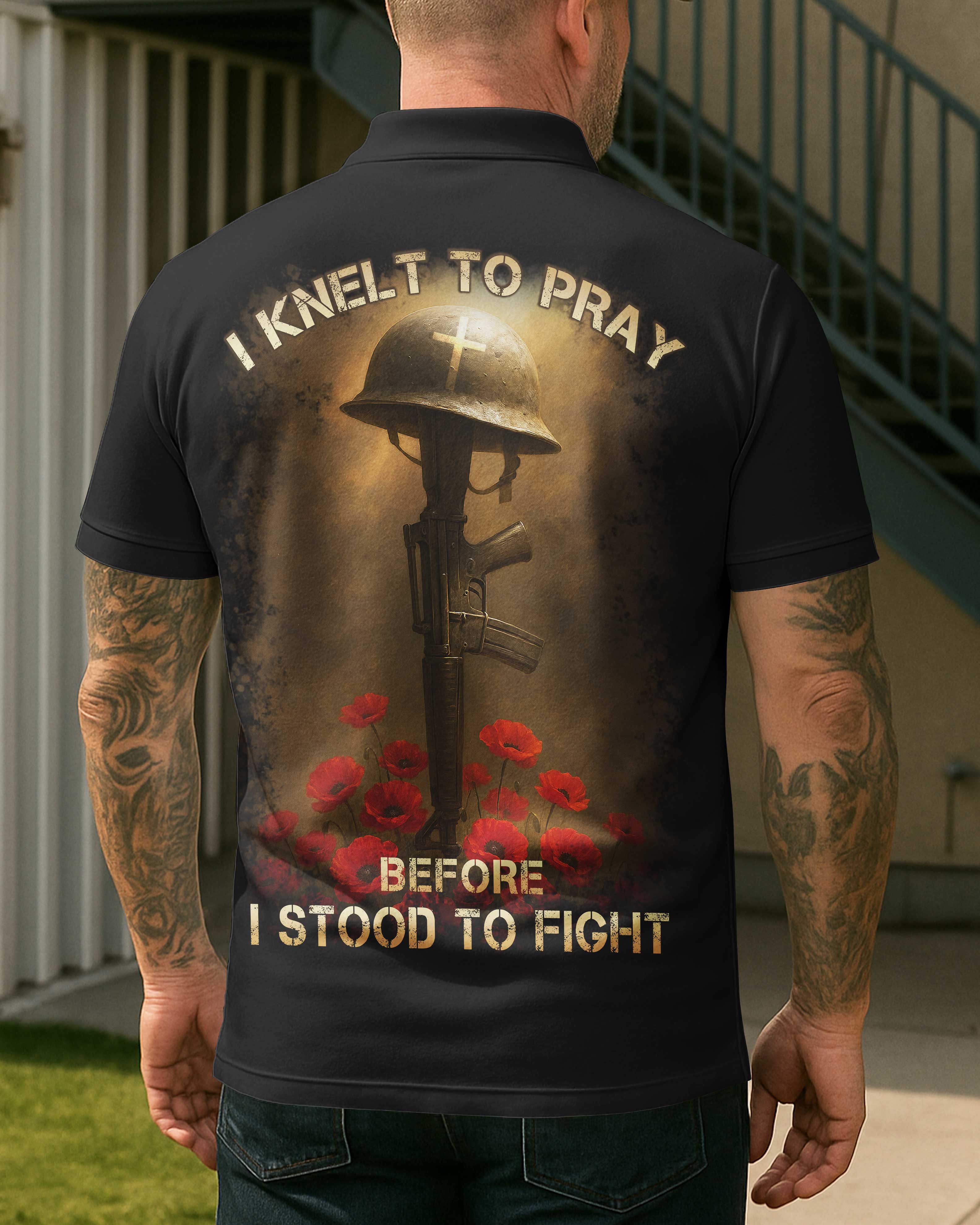 I Knelt To Pray All Over Print Polo