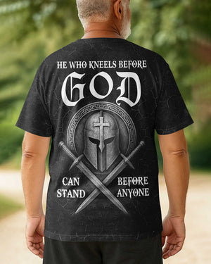 He Who Kneels Before God Can Stand Before Anyone All Over Print T-Shirt