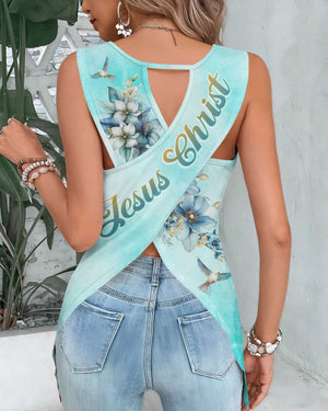 He Is Risen All Over Print Cut Out Wrap Back Tank Top