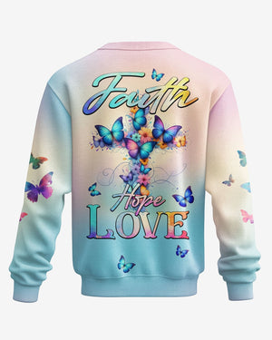 Butterfly Faith Hope Love All Over Print Sweater