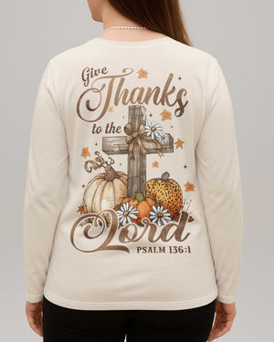 Give Thanks To The Lord V-neck Long Sleeves Shirt