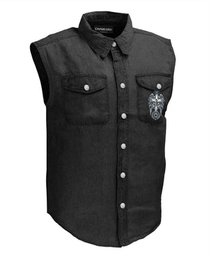 I Am A Simple Man Sleevesless Denim Shirt