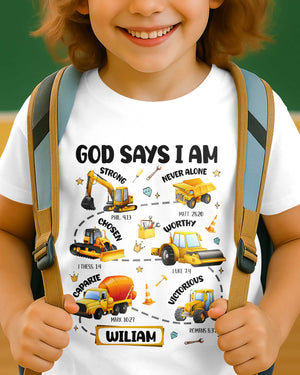 God Says I Am Boys Truck T-Shirt Kid