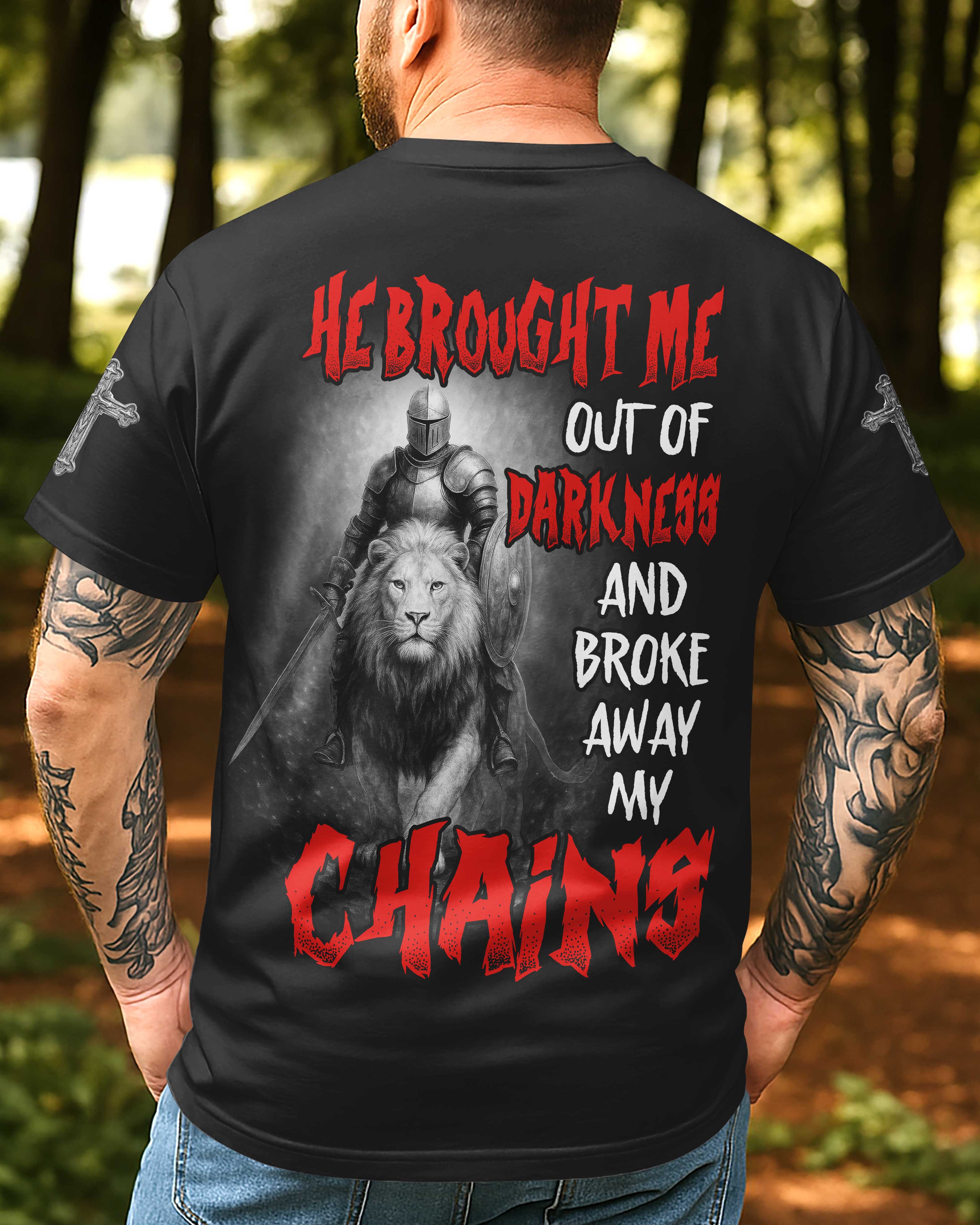 He Brought Me Out Of Darkness All Over Print T-Shirt