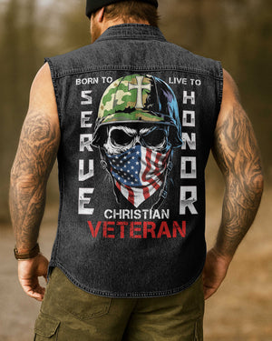 Born To Serve Sleevesless Denim Shirt