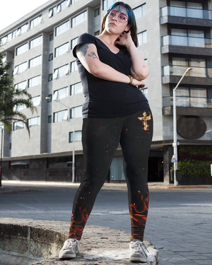 Baptized In Fire Matthew 3:11 All Over Print Leggings