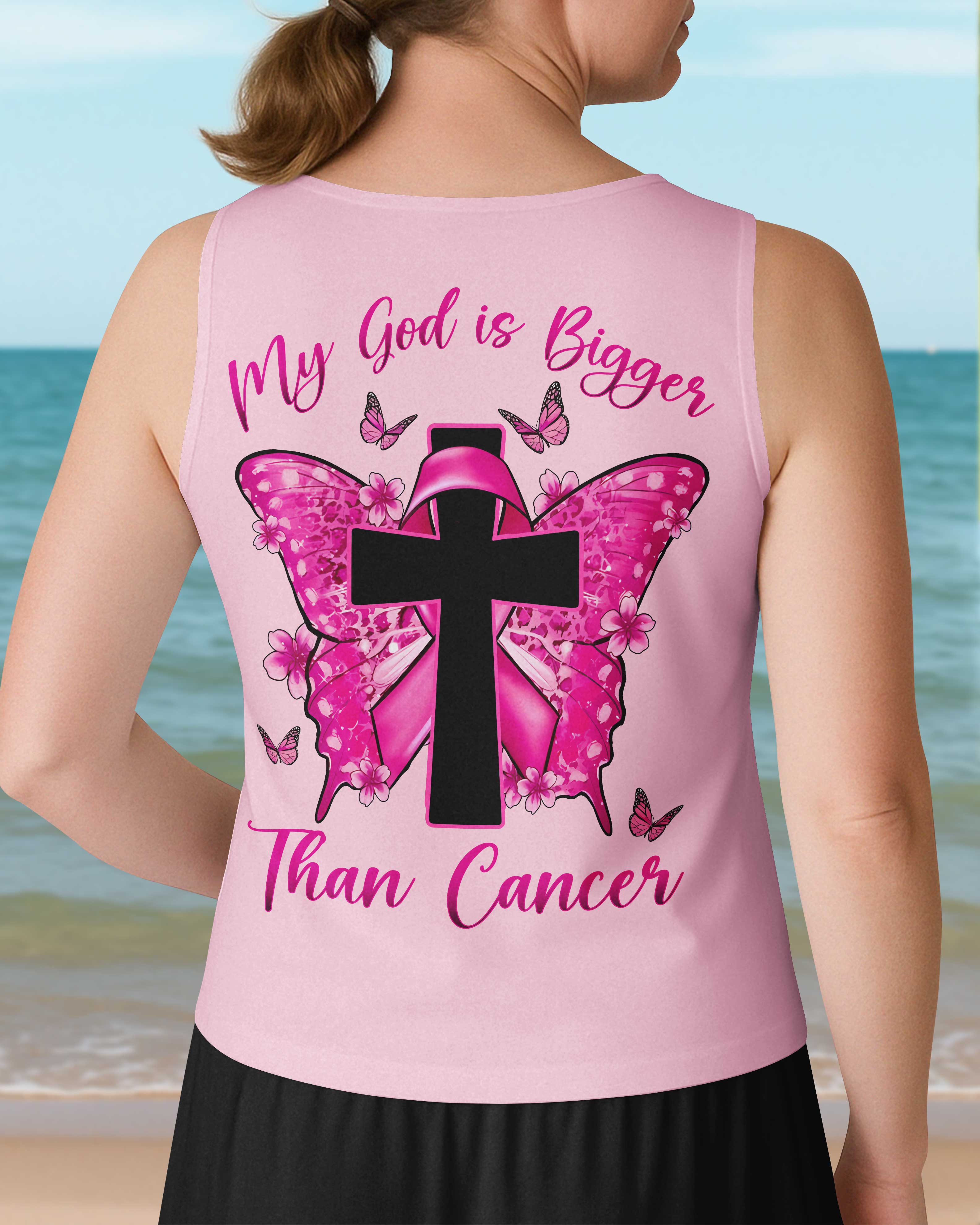 My God Is Bigger Than Cancer All Over Print V-neck Tank Top