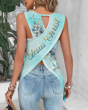 He Is Risen All Over Print Cut Out Wrap Back Tank Top