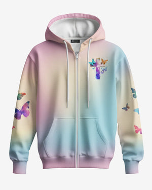 Butterfly Faith Hope Love All Over Print Zip Hoodie