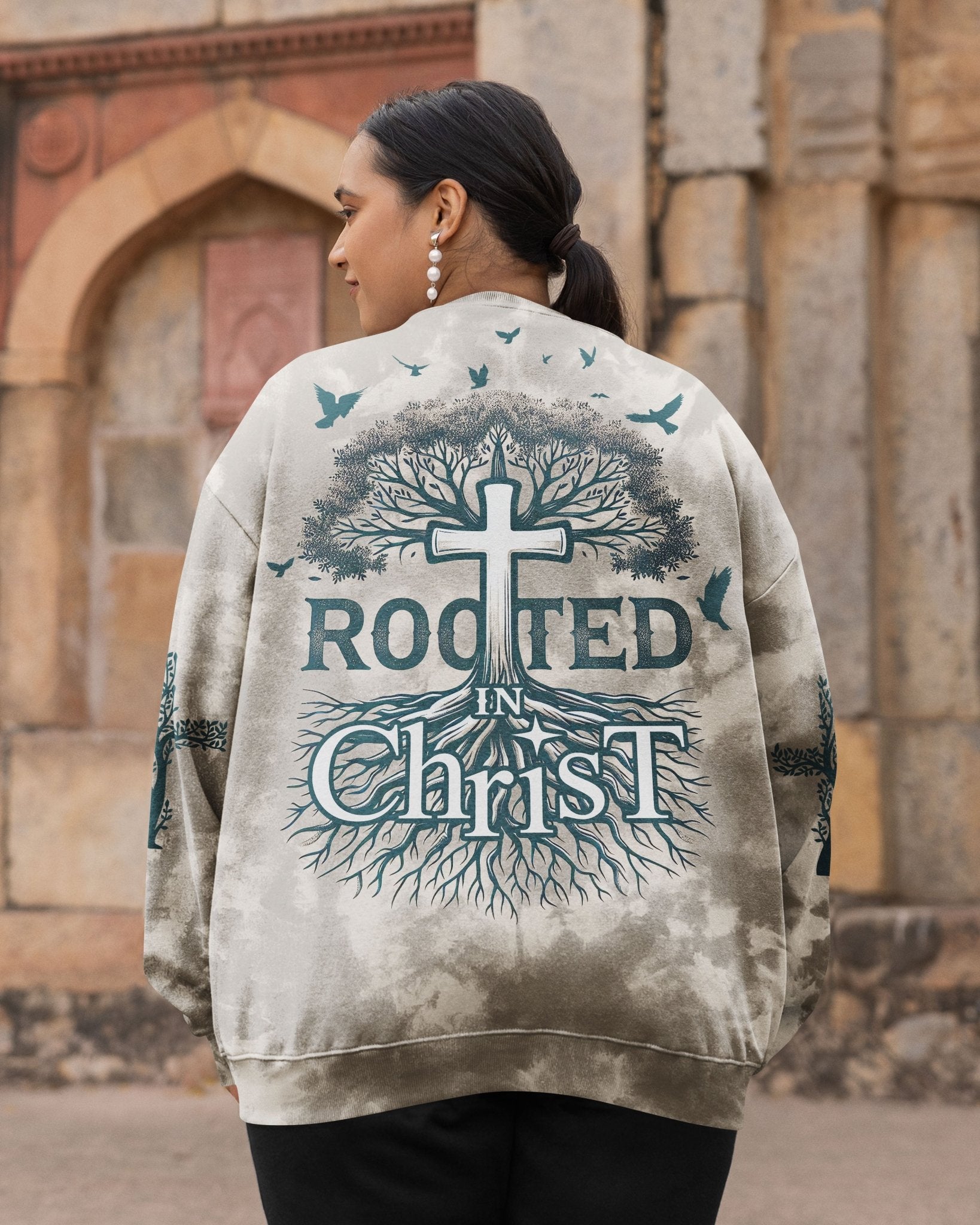 Rooted In Christ All Over Print Sweater