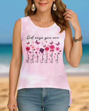God Says You Are Unique All Over Print Crop Out Wrap Back Tank Top